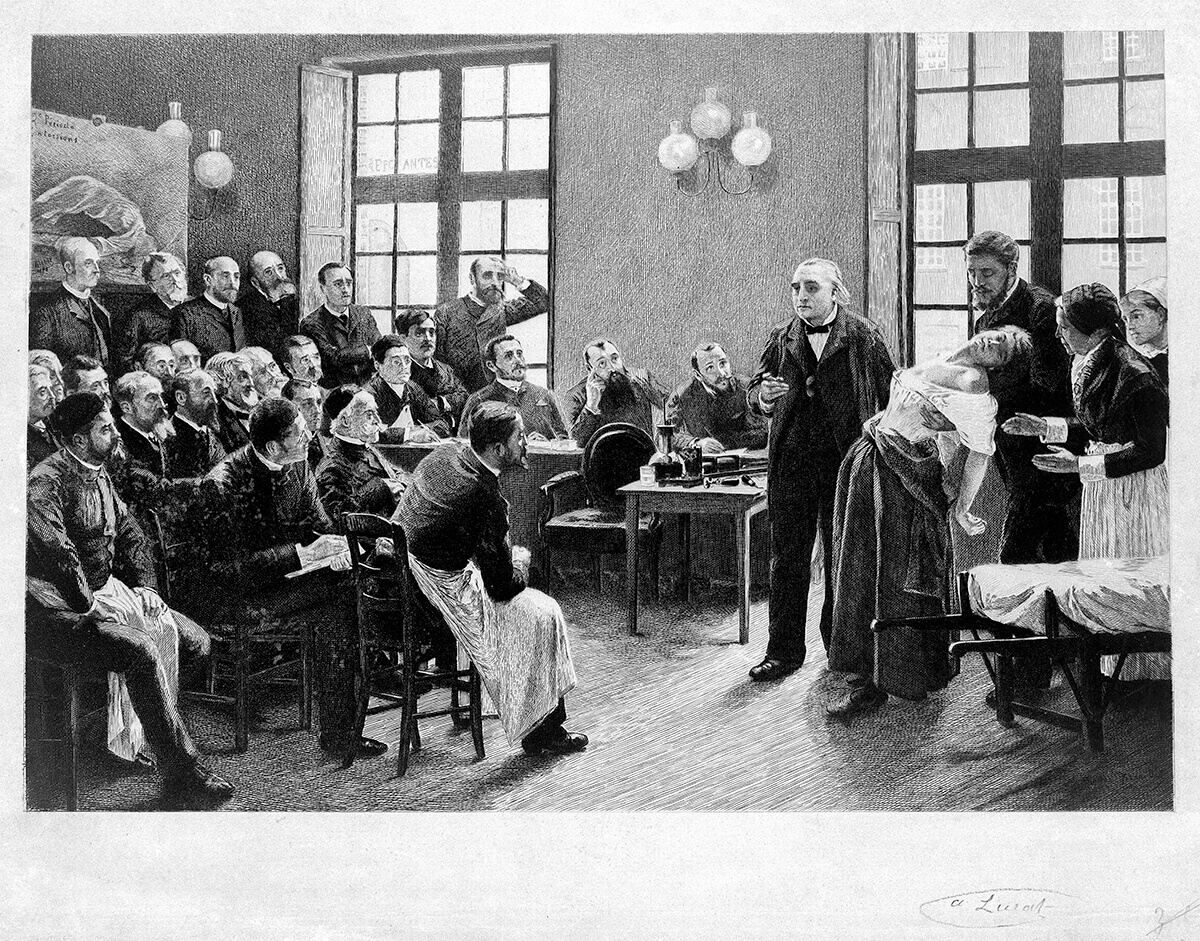 Jean-Martin Charcot demonstrating hysteria in a patient at t Wellcome