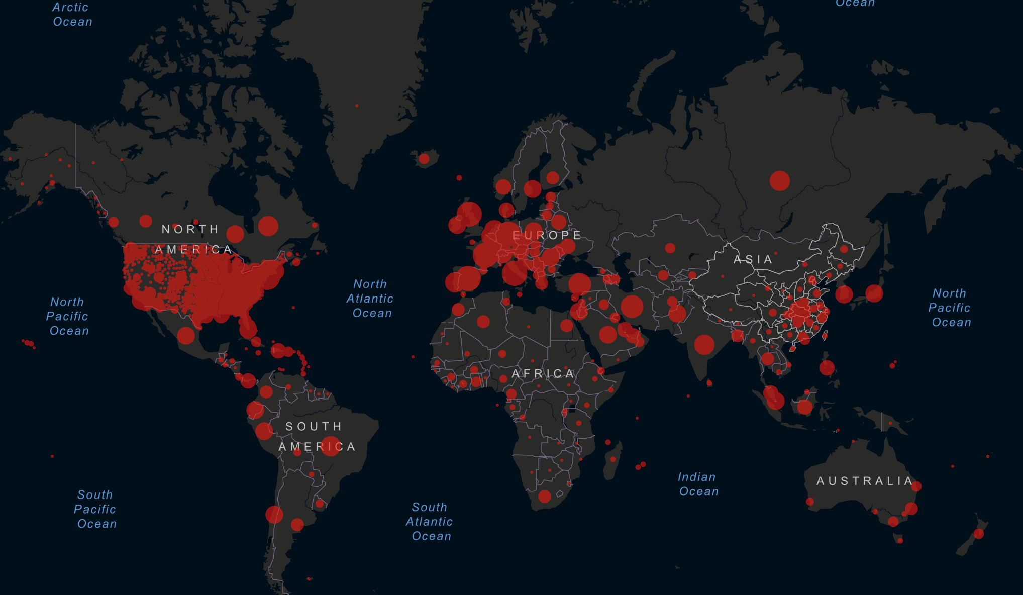 John's Hopkins Interactive Global COVID-19 map
