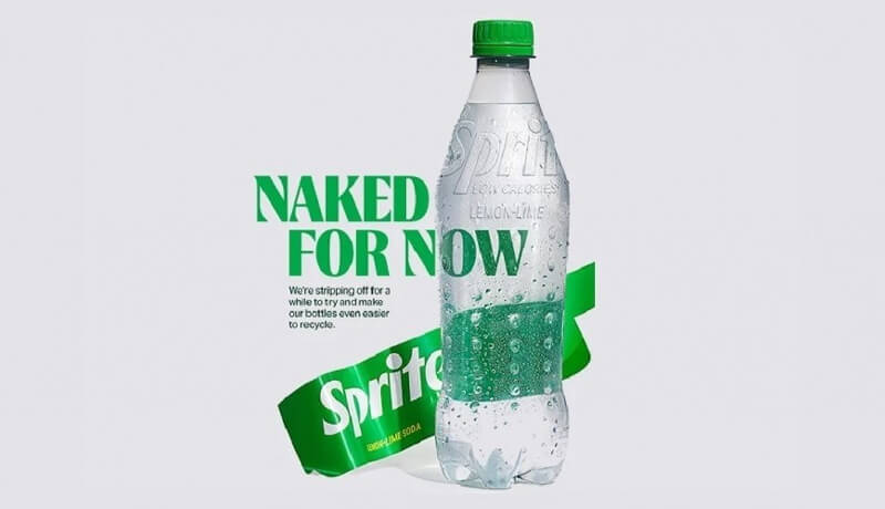 Sprite bottle with copy that says "Naked for Now" overtop of it.